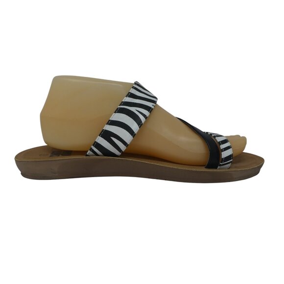 Muk Luks Dahlia Black White Striped Open Toe Strappy Slide Sandals Womens 9 - Picture 5 of 12